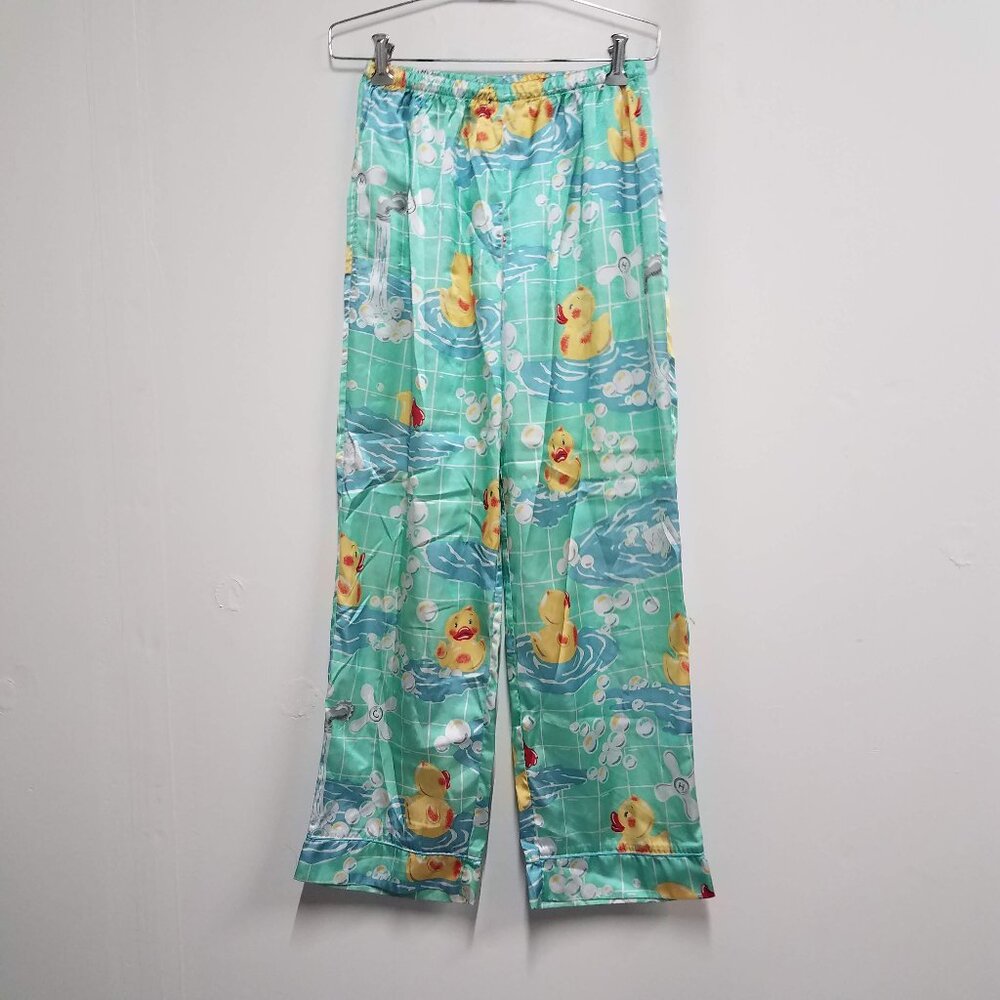 Nick & Nora Kids Satin Pajama Pants Bottoms Rubber Duck Ducky XL Extra Large 16